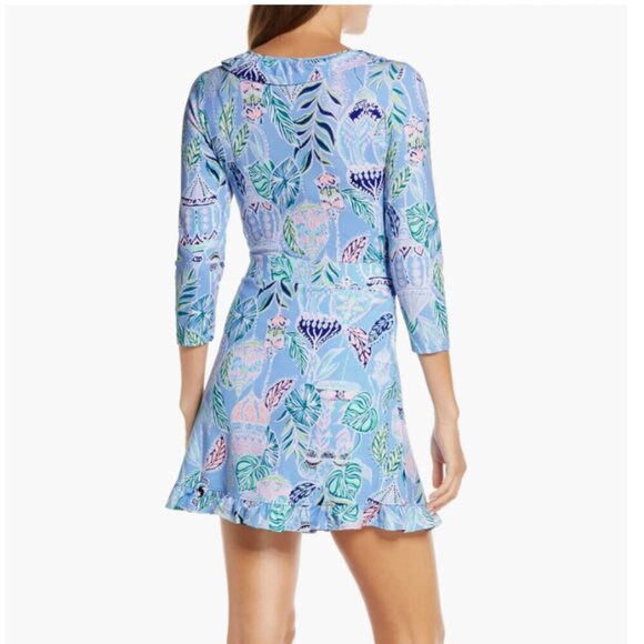 Lilly Pulitzer Jessalynne Wrap Romper V-Neck Peri Lapis Lantern Light Blue Small - Picture 3 of 13